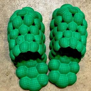 Bright green bubble slides